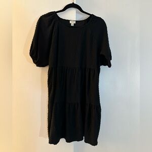 J. Crew Textured French dot Black Dress size L Euc